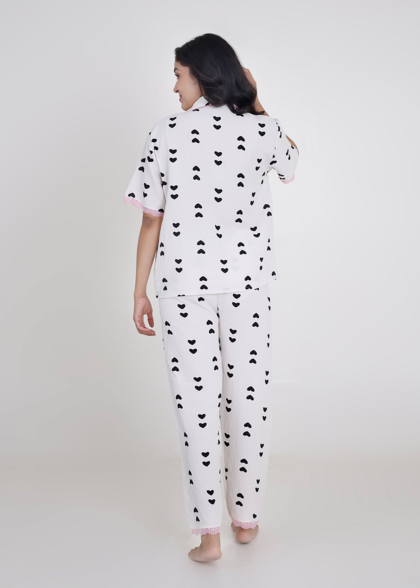 Little Black Hearts Cotton Pyjama Set