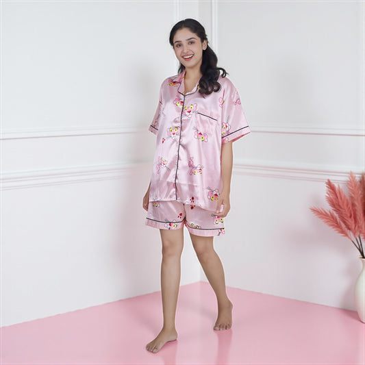 Pink Panther Luxe-Satin Shorts Set