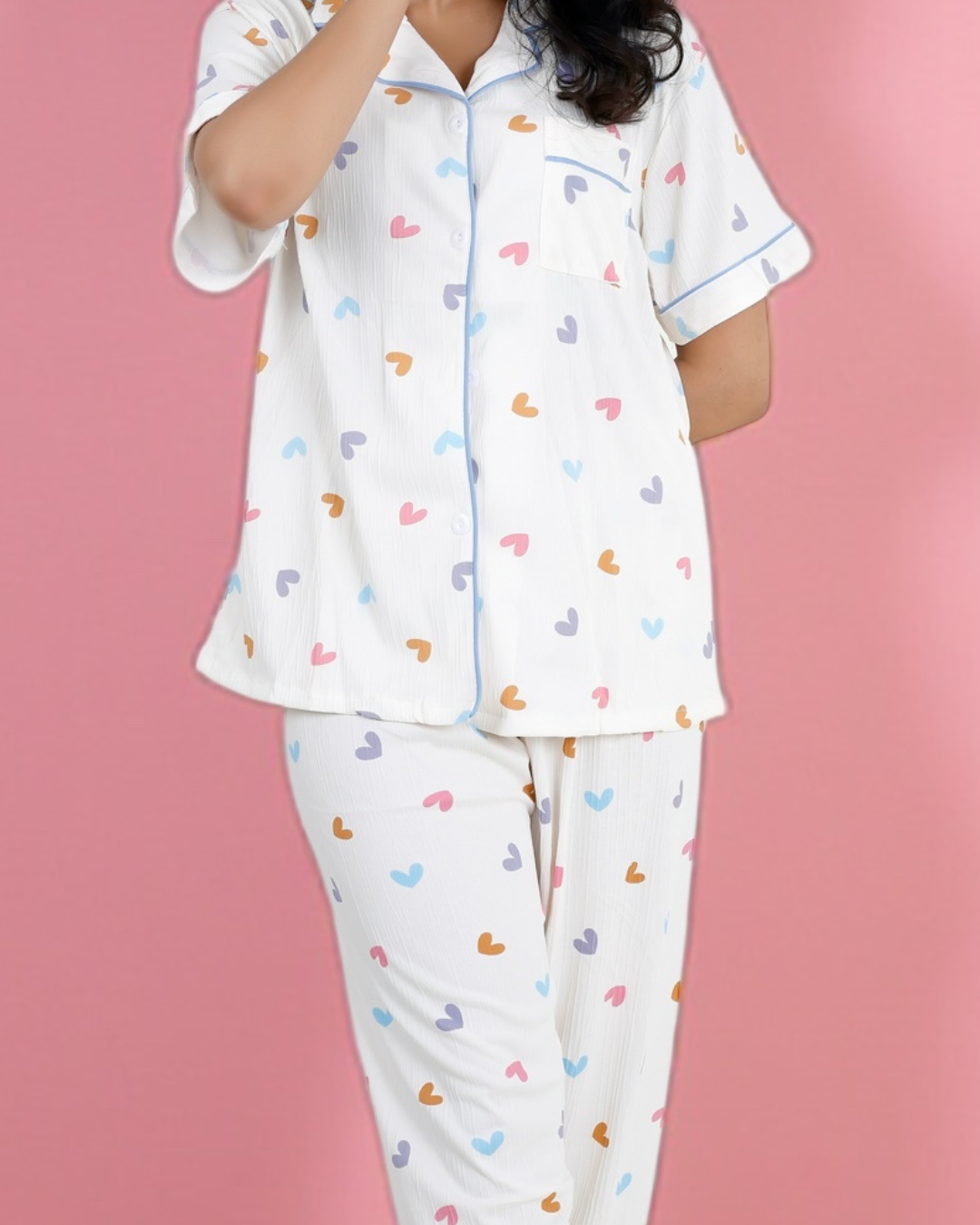 Rainbow Hearts Cotton Pyjama Set
