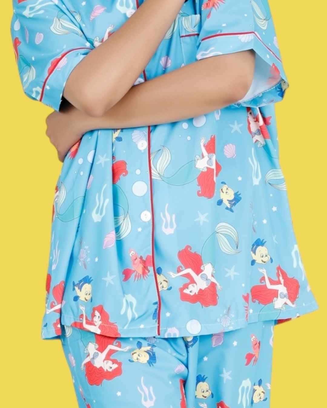 Little Mermaid Blue Satin Pyjama Set