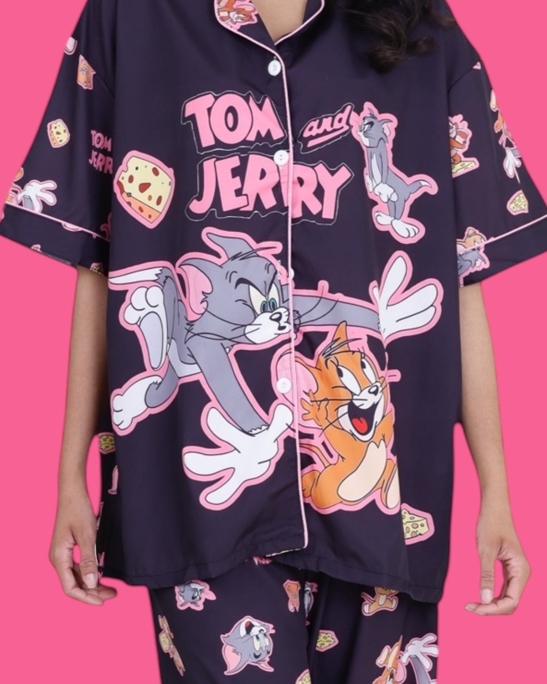 Tom & Jerry Midnight Black Crepe Set