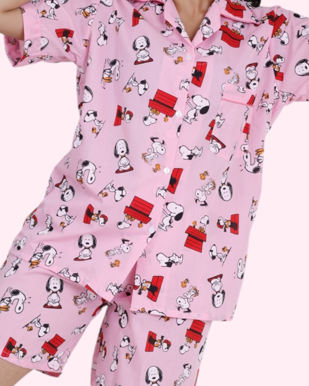 Snoopy Pink Dream Cotton Shorts Set