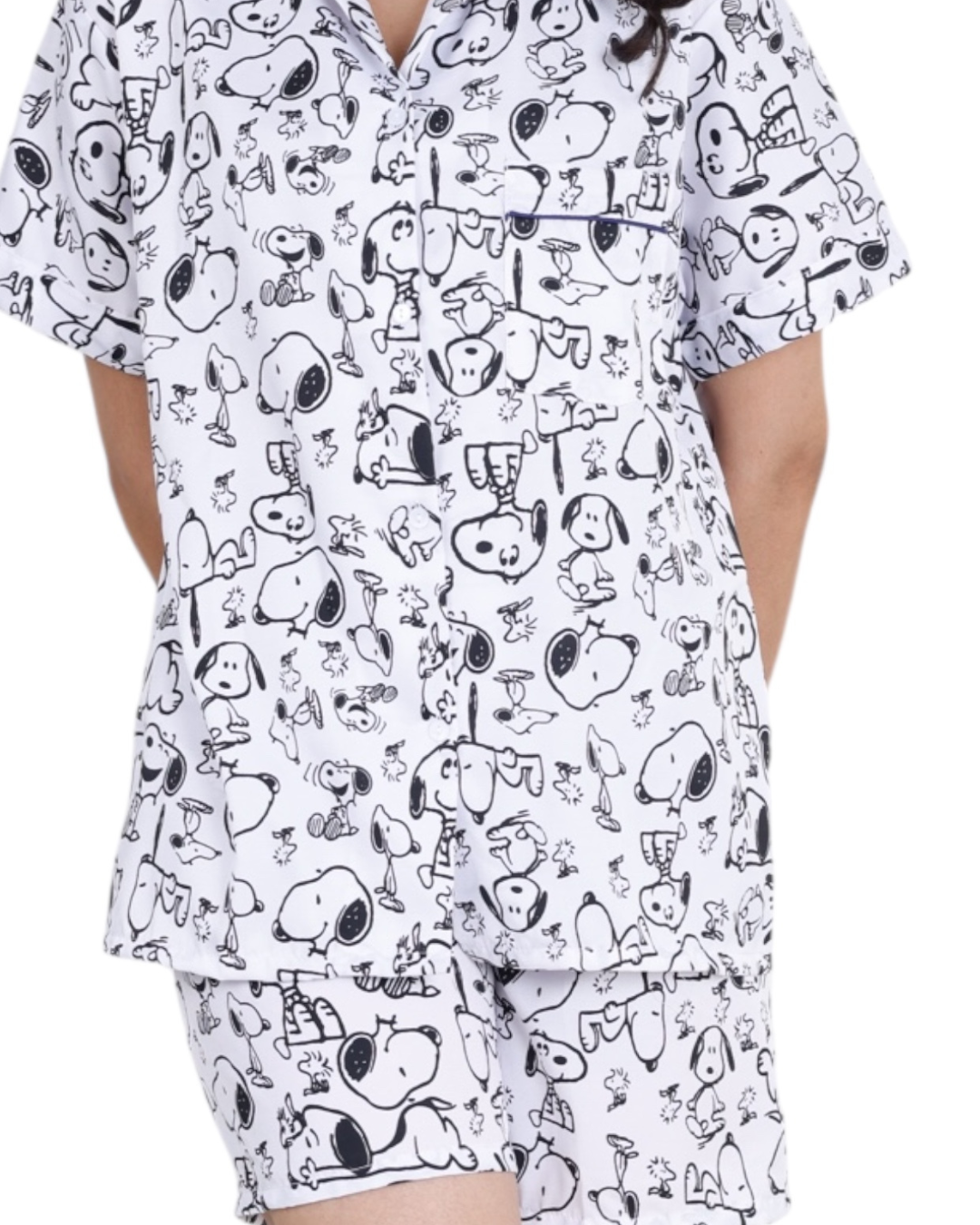Snoopy Sketch Black n White Cotton Shorts Set