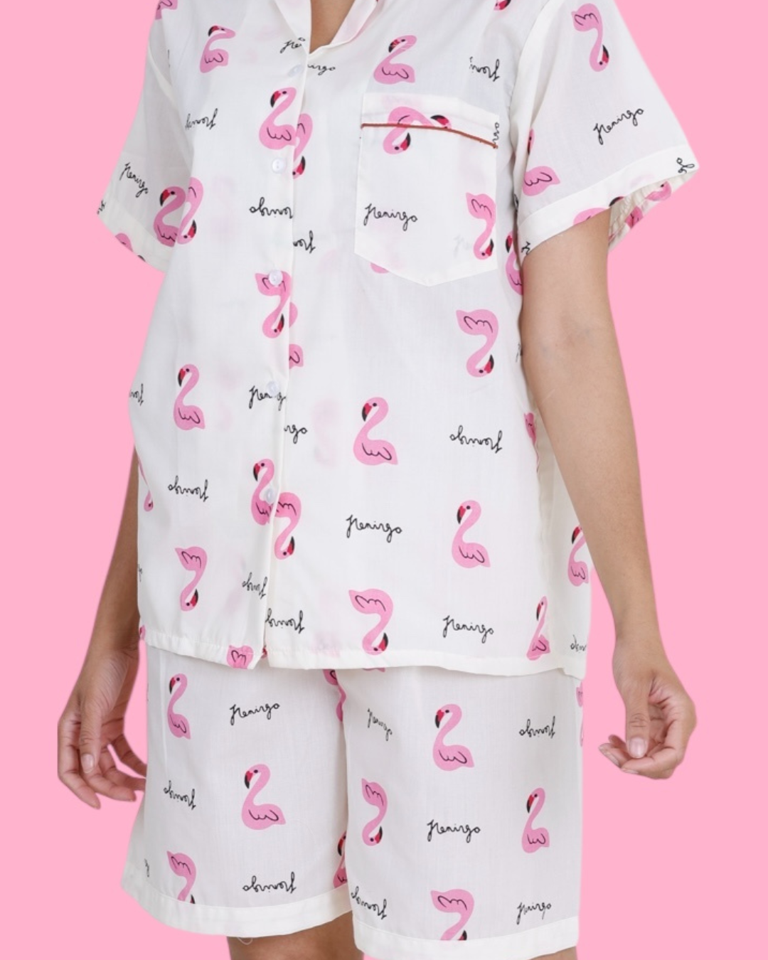 Flamingo Cotton Shorts Set