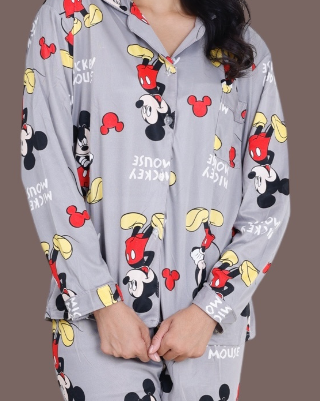 Light Grey Mickey Jersey Cotton Pyjama Set