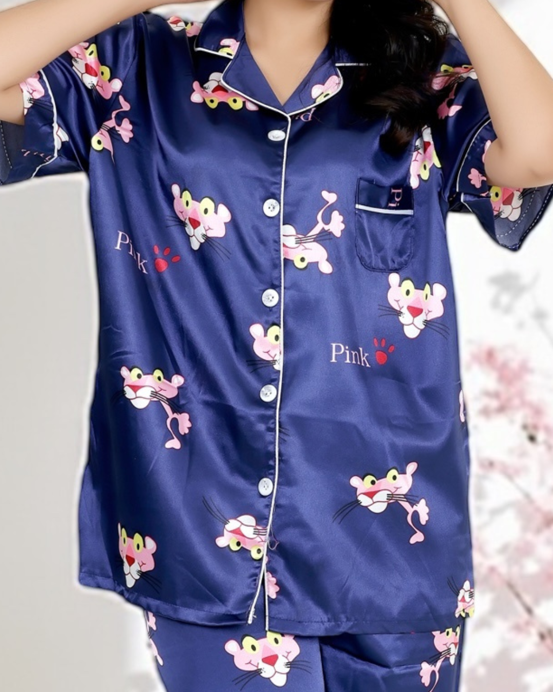 Pink Panther Luxe-Satin Pyjama Set – Royal Blue