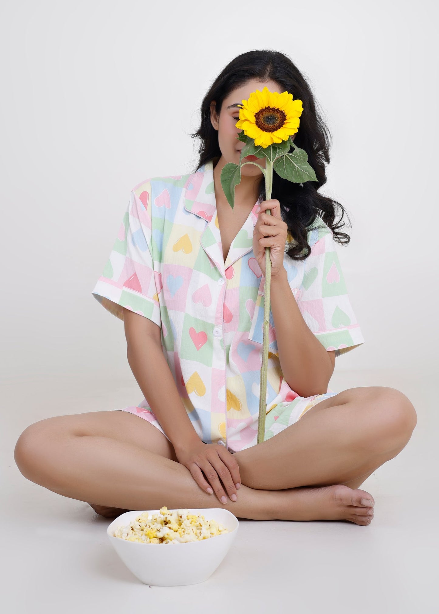 Pastel Hearts Cotton Shorts Set