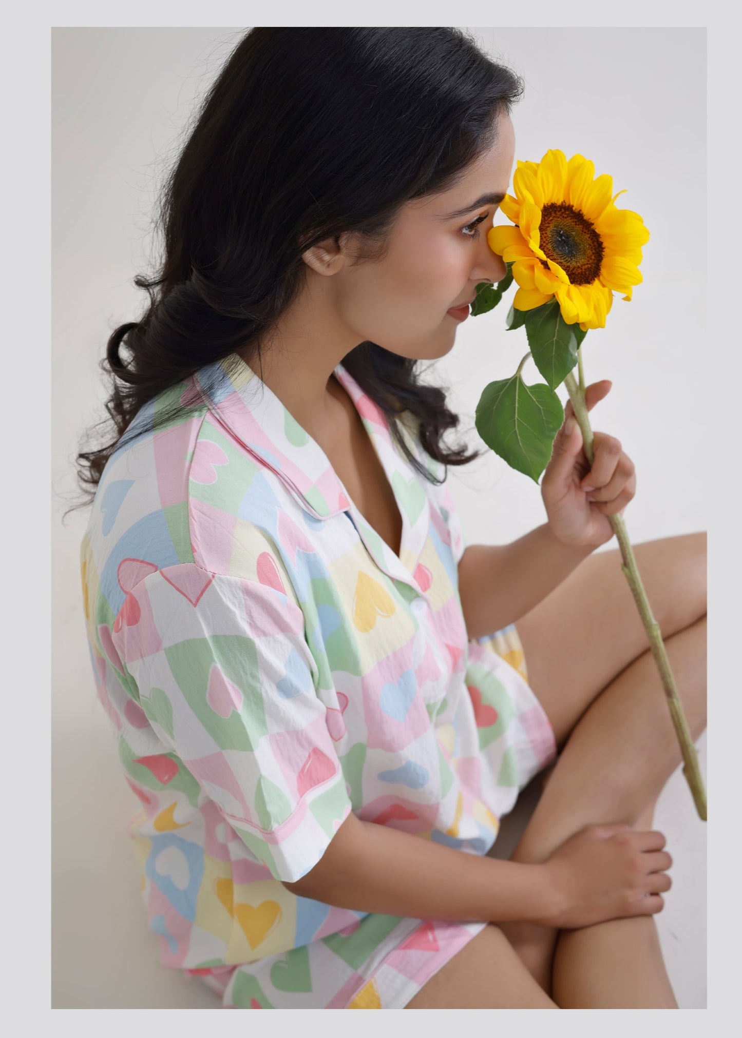 Pastel Hearts Cotton Shorts Set