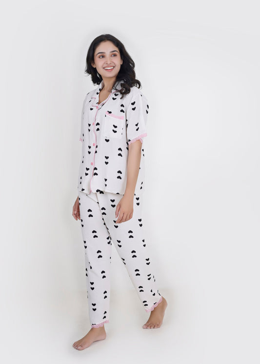 Little Black Hearts Pyjama Set