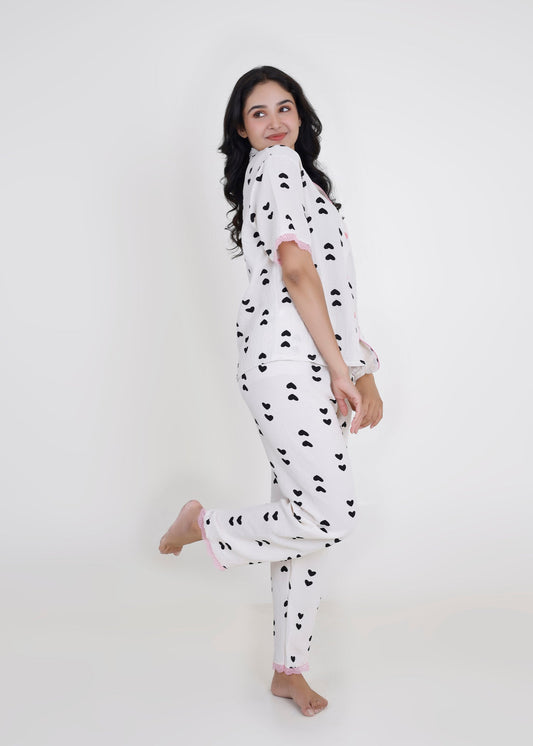 Little Black Hearts Pyjama Set