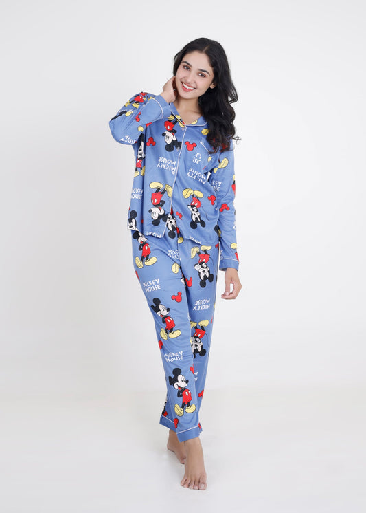 Mickey Mouse Blue Cotton Pyjama Set
