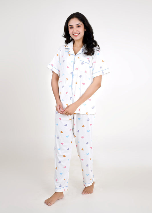 Rainbow Hearts Cotton Pyjama Set