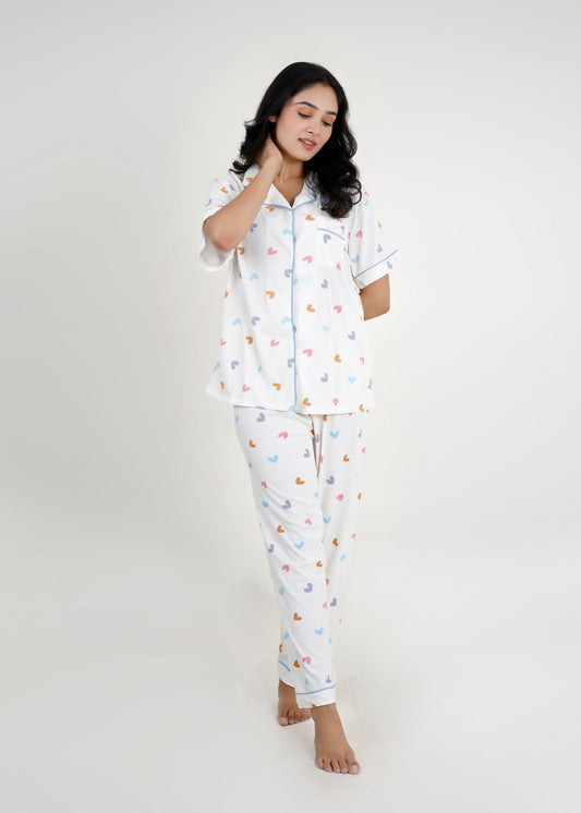 Rainbow Hearts Cotton Pyjama Set