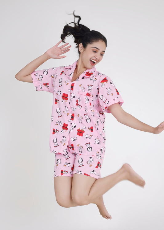 Snoopy Pink Dream Shorts Set