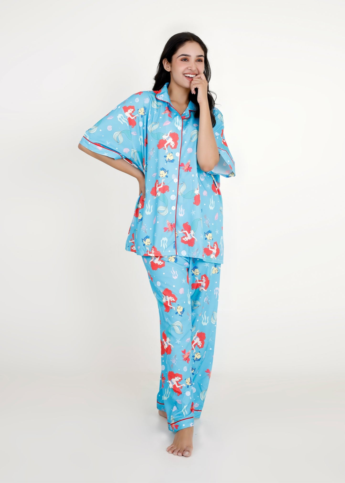 Little Mermaid Blue Cotton Pyjama Set