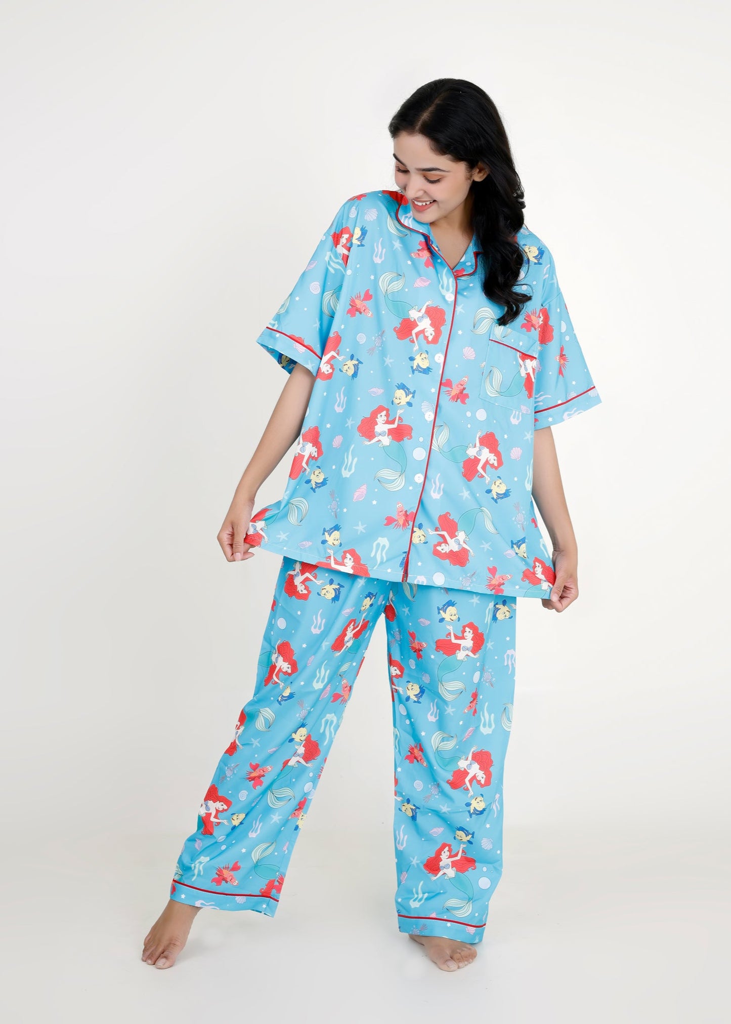 Little Mermaid Blue Cotton Pyjama Set