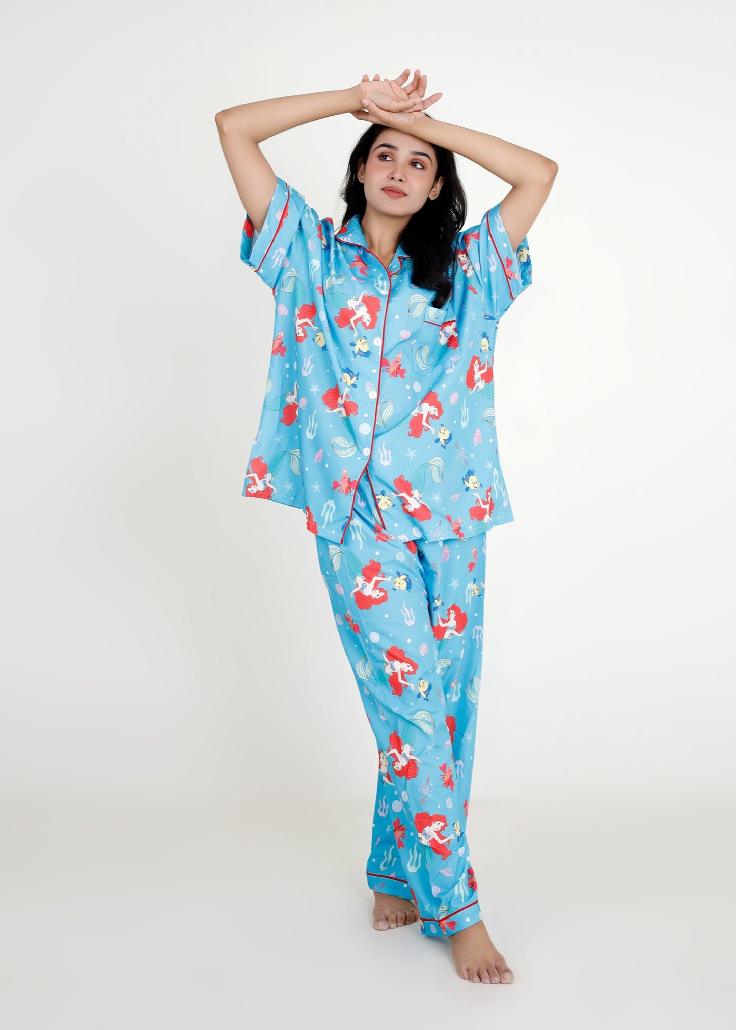 Little Mermaid Blue Cotton Pyjama Set