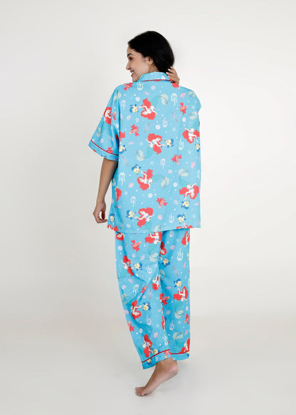 Little Mermaid Blue Cotton Pyjama Set