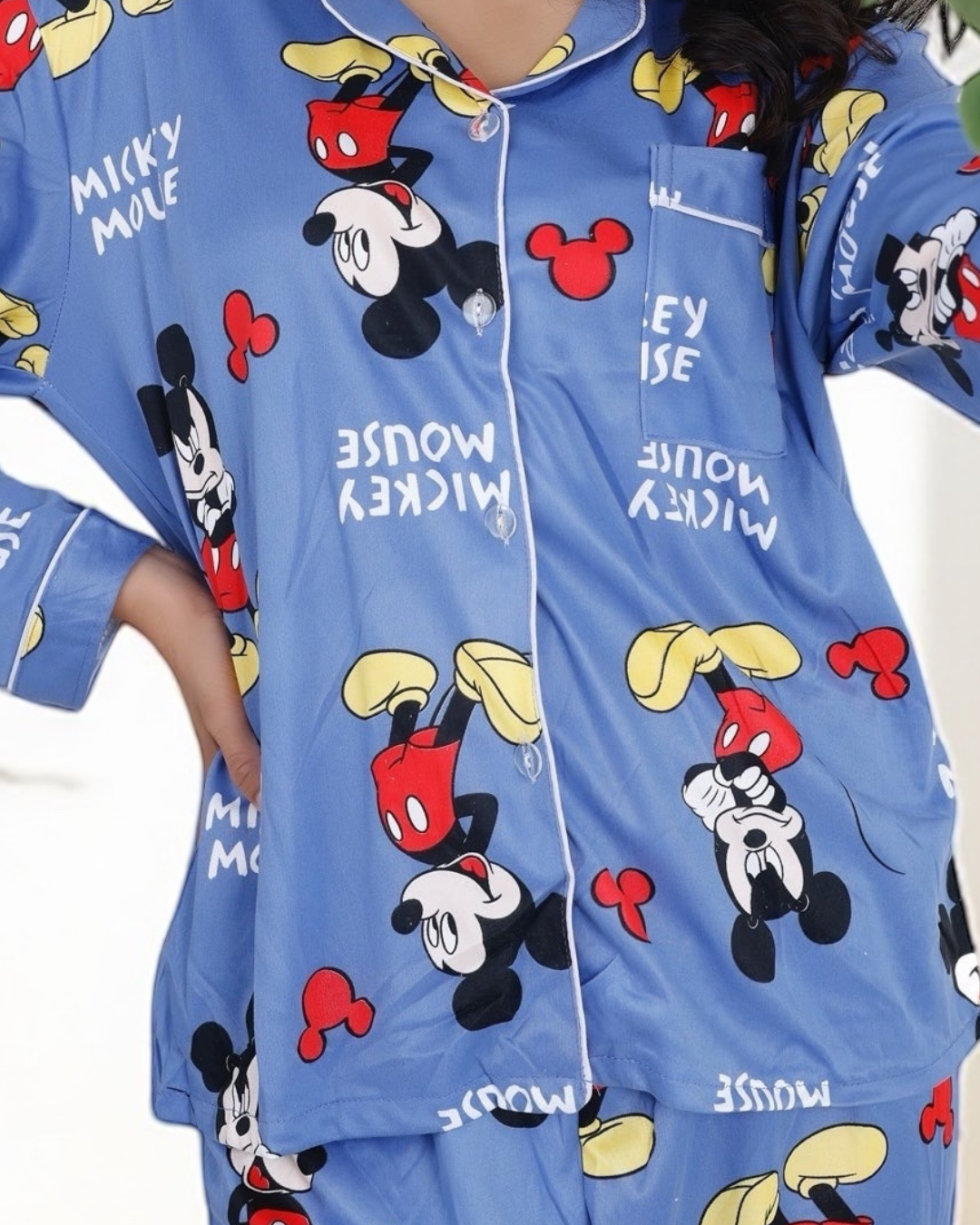 Mickey Mouse Blue Jersey Cotton Pyjama Set