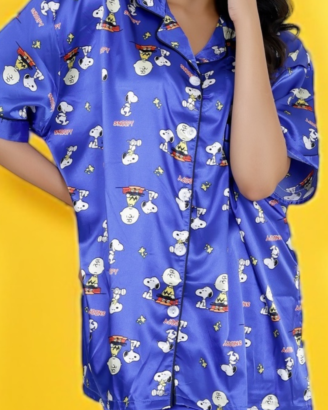 Snoopy Luxe-Satin Royal Blue Pyjama Set