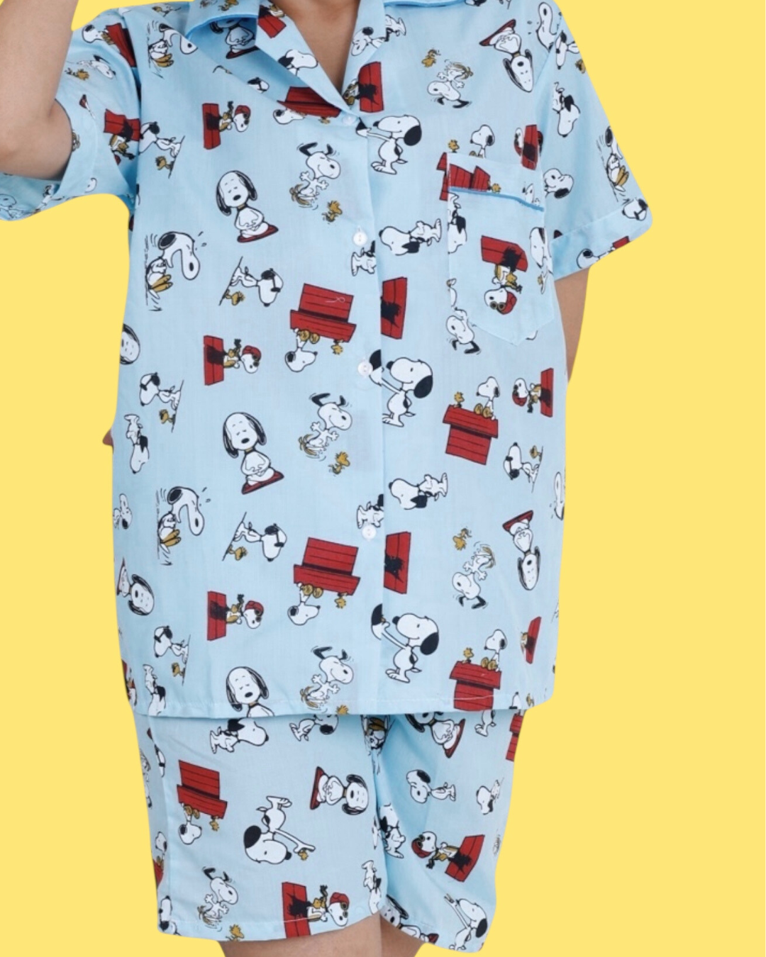 Snoopy in the Sky Cotton Shorts Set – Blue