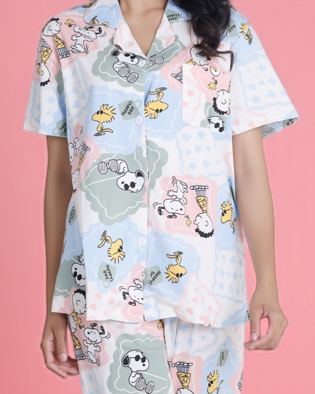 Snoopy Peanuts and Gang Crushed Crepe Pyjama Set